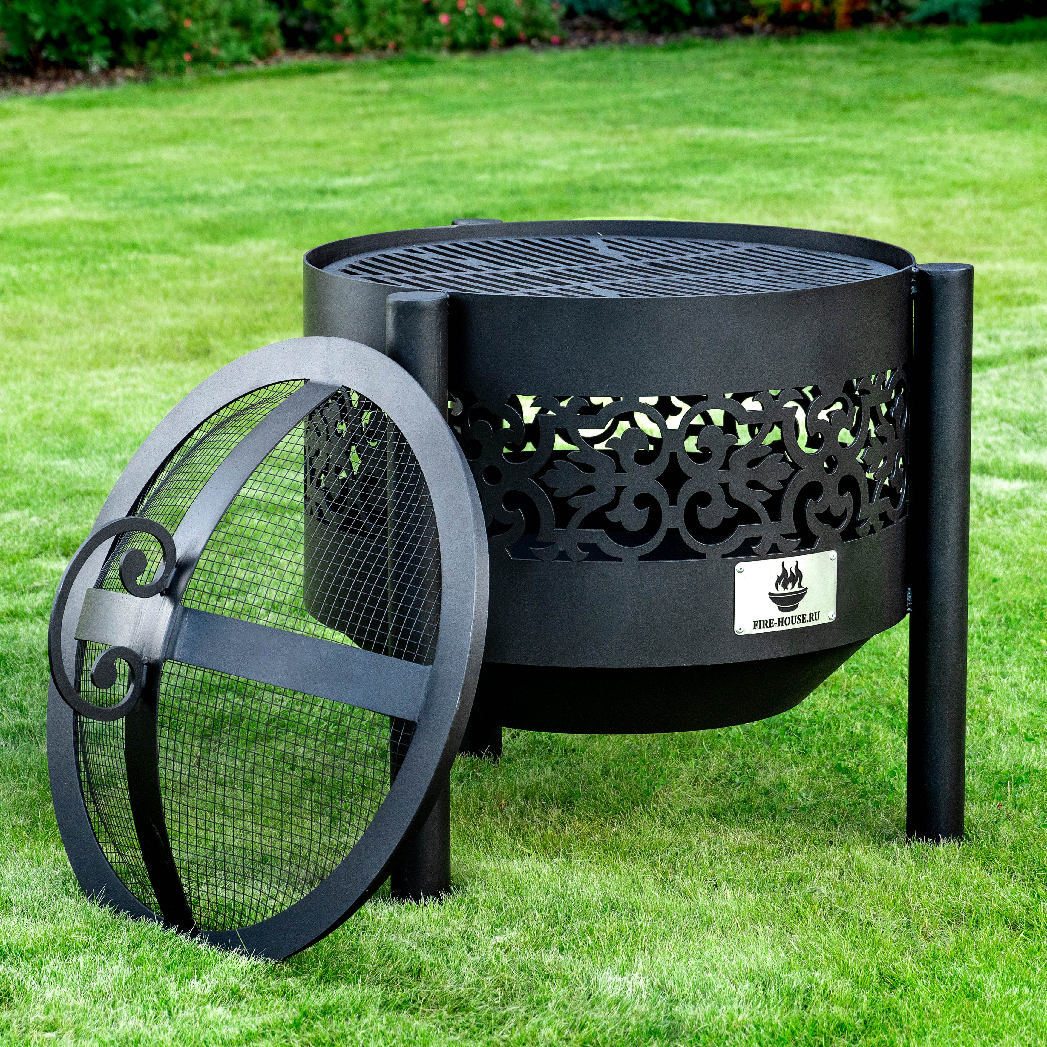 Костровая чаша "Ажурная" D800 на трубчатых ножках купить в Санкт-Петербурге