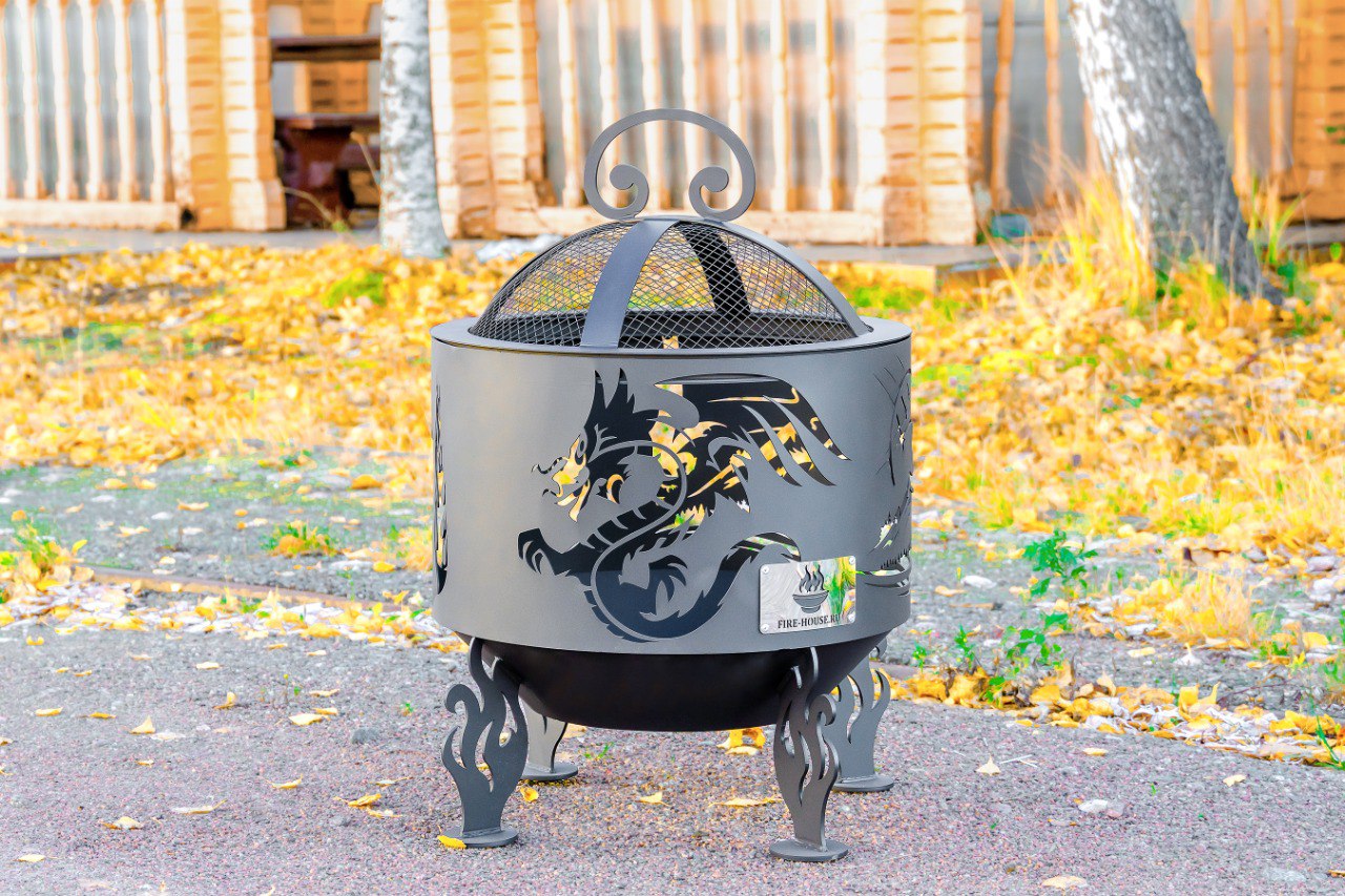 Костровая чаша "Драконы" D500 коническое дно купить в Санкт-Петербурге