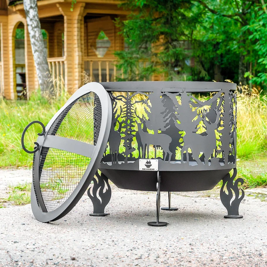 Костровая чаша "Олени" d500 коническое дно купить в Санкт-Петербурге