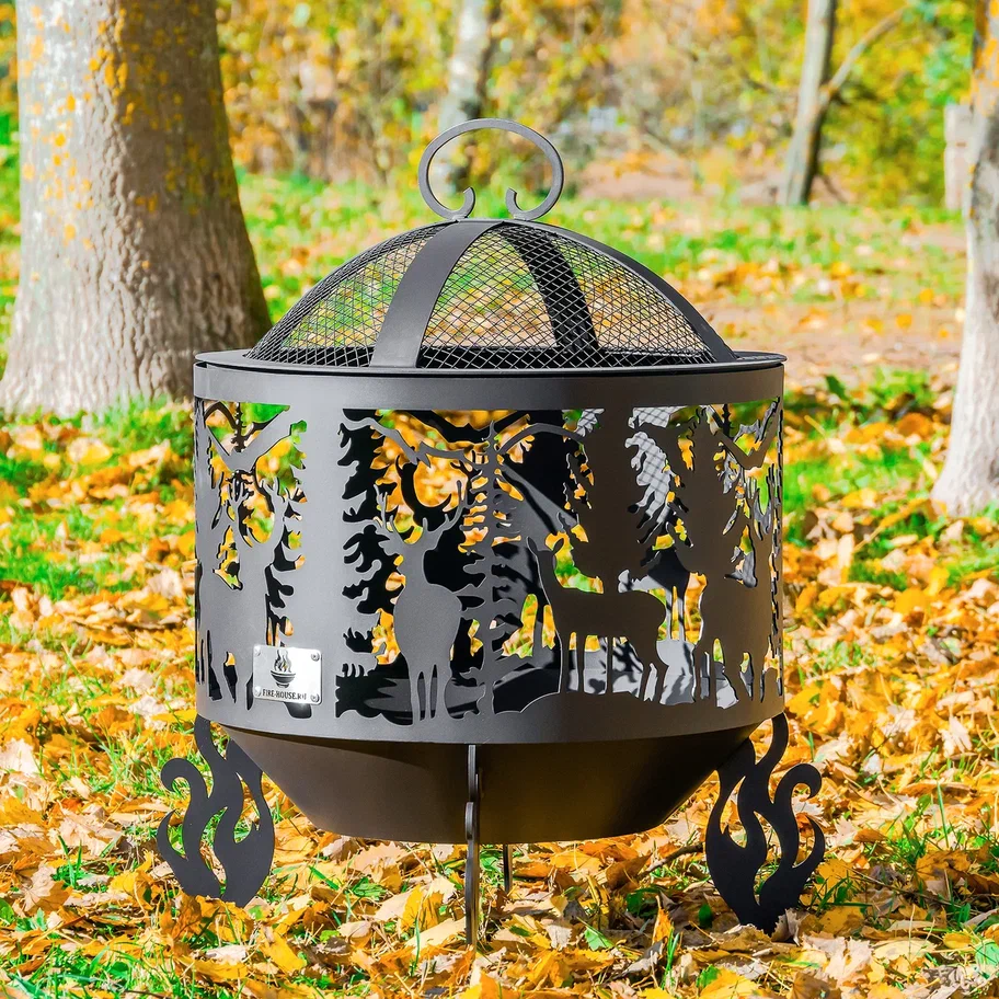 Костровая чаша "Олени" d500 коническое дно купить в Санкт-Петербурге