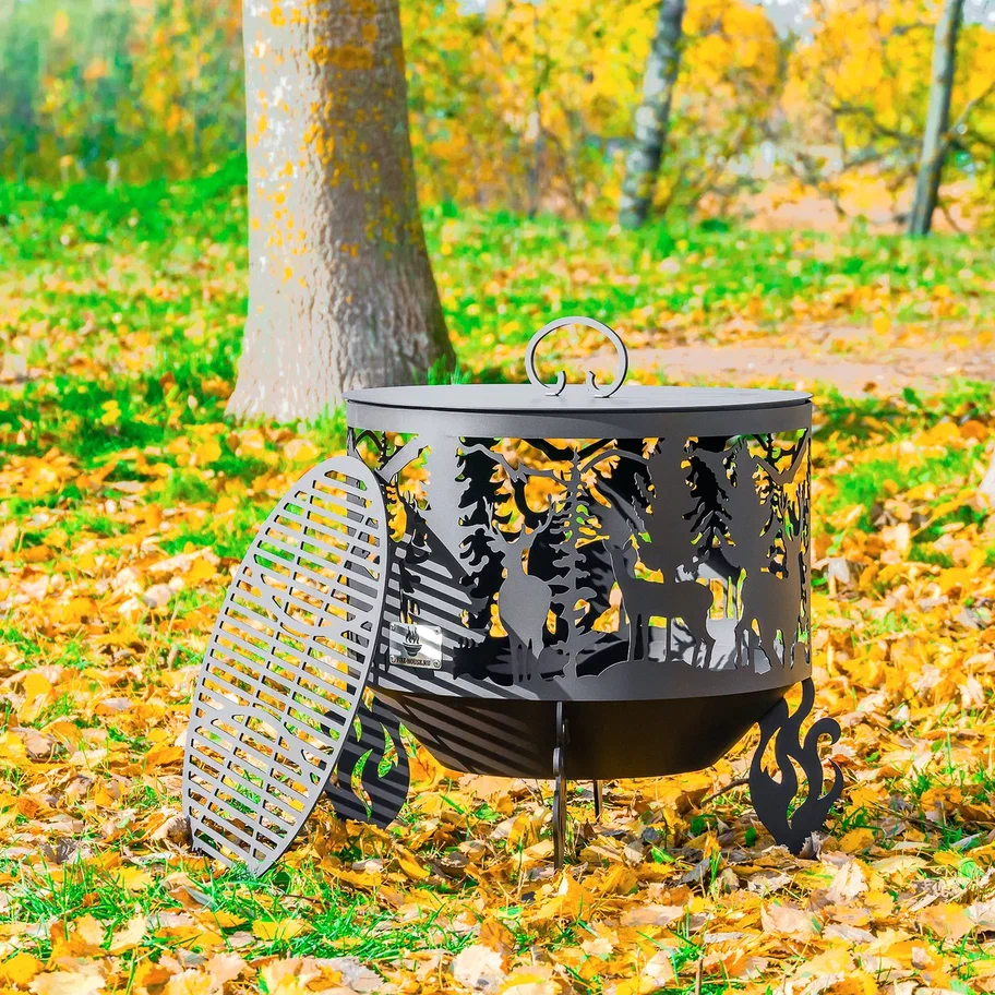 Костровая чаша "Олени" D1000 коническое дно  купить в Санкт-Петербурге