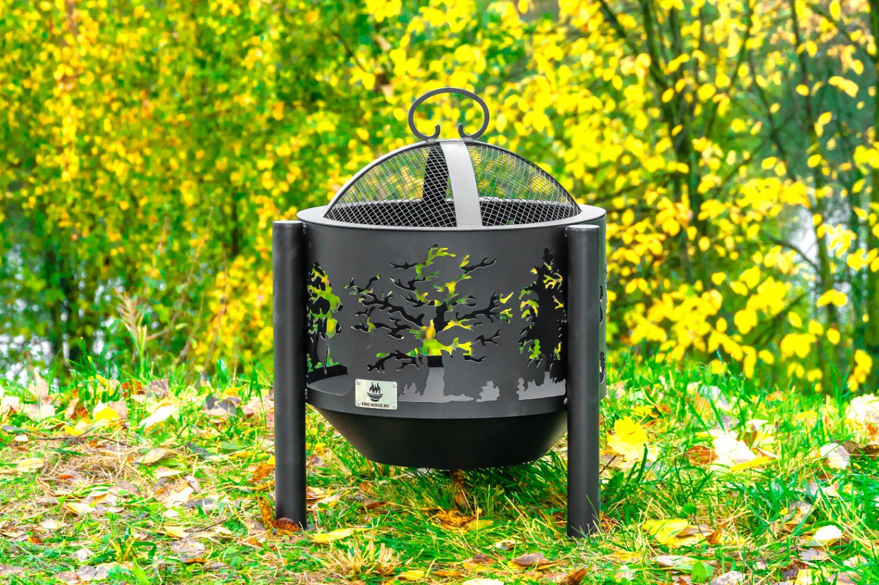 Костровая чаша "Деревья" D1000 на трубчатых ножках купить в Санкт-Петербурге