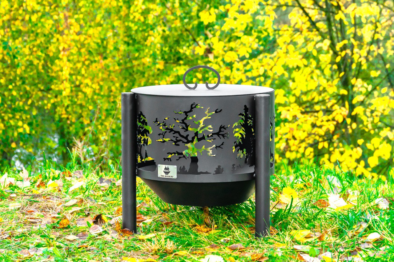 Костровая чаша "Деревья" D800 на трубчатых ножках купить в Санкт-Петербурге