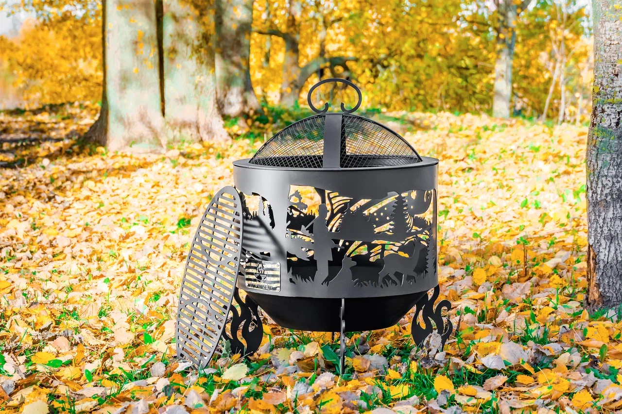 Костровая чаша "Охота и рыбалка" D500 коническое дно  купить в Санкт-Петербурге