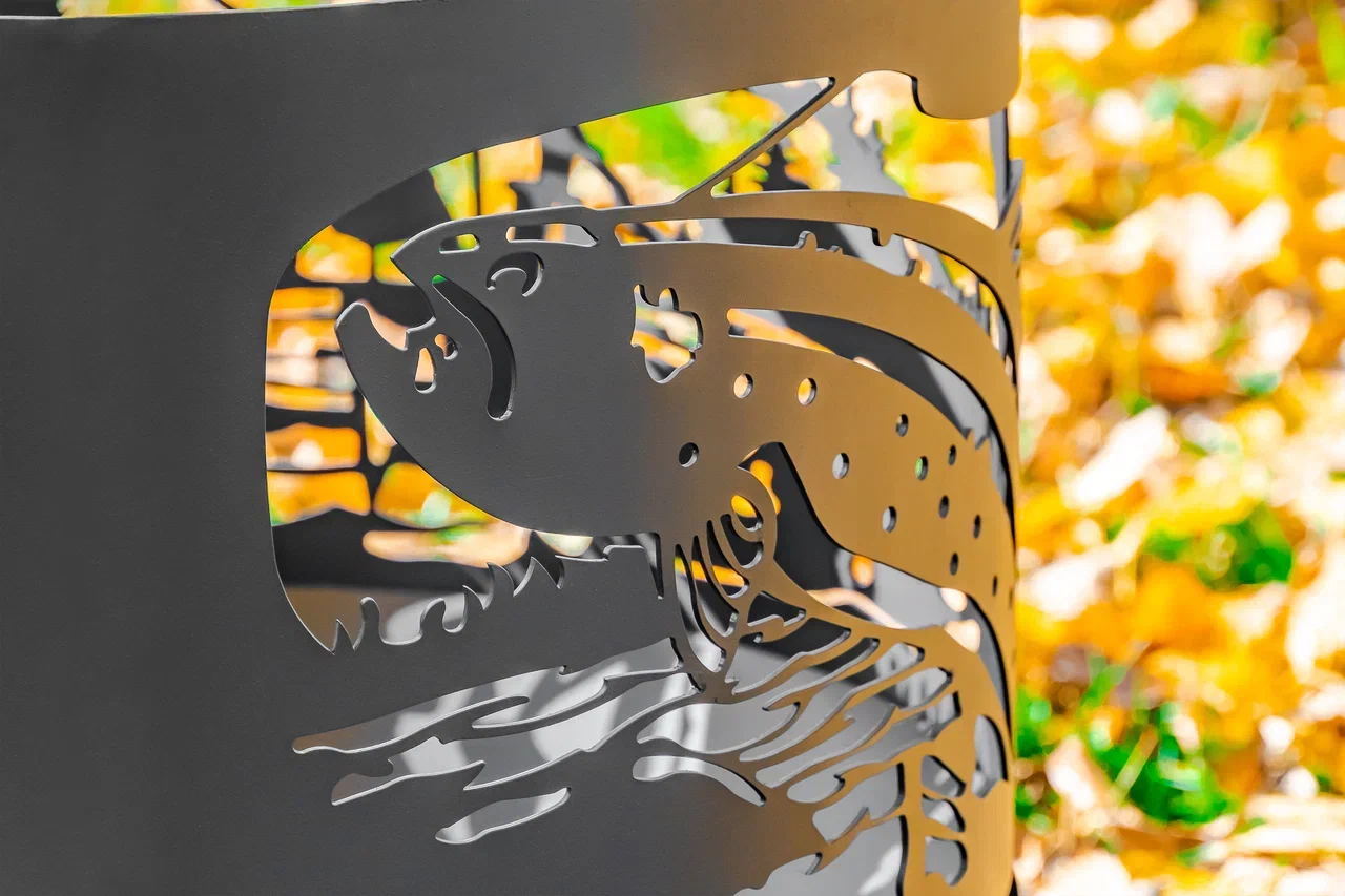 Костровая чаша "Охота и рыбалка" D1000 коническое дно  купить в Санкт-Петербурге