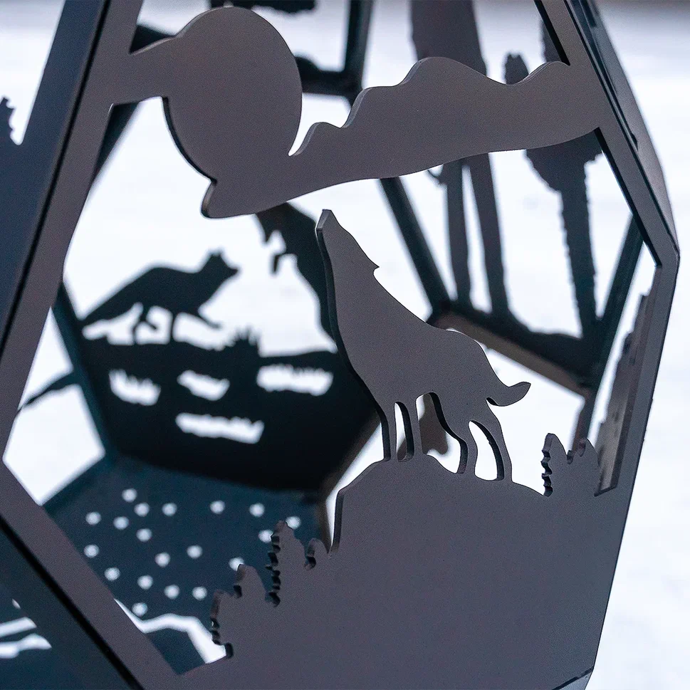 Костровая чаша "Волки" D800 коническое дно купить в Санкт-Петербурге