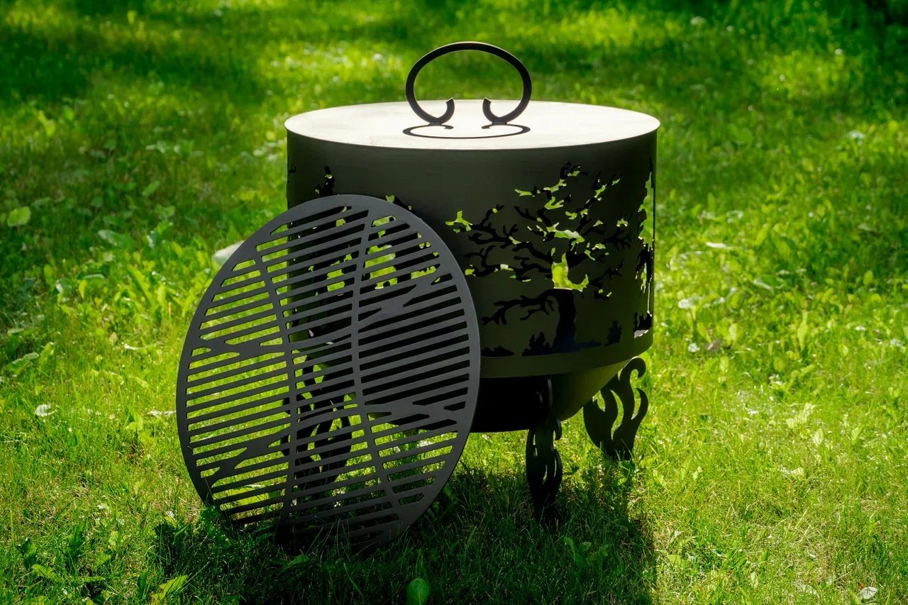 Костровая чаша "Деревья" D800 коническое дно купить в Санкт-Петербурге