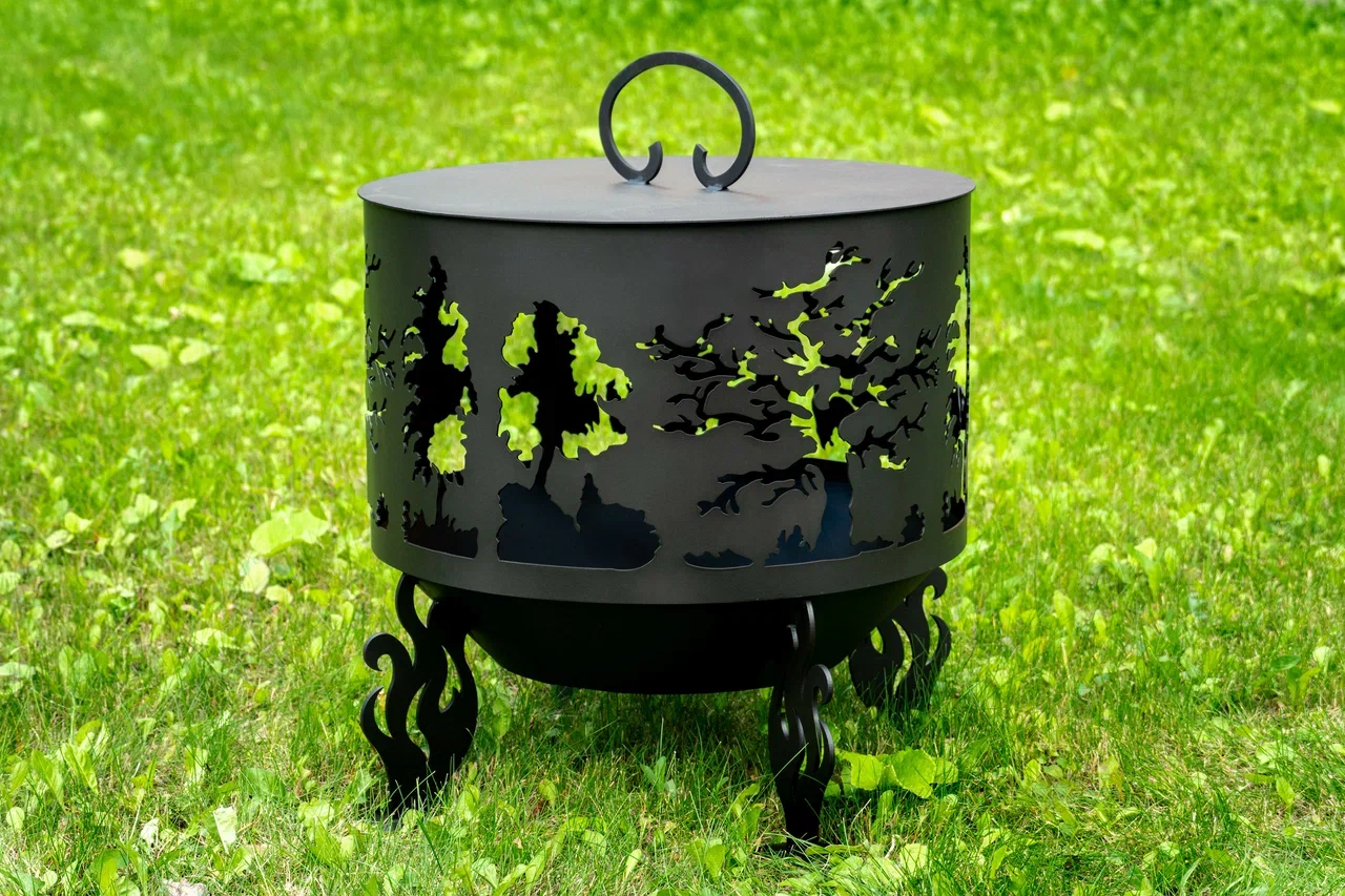 Костровая чаша "Деревья" D800 коническое дно купить в Санкт-Петербурге