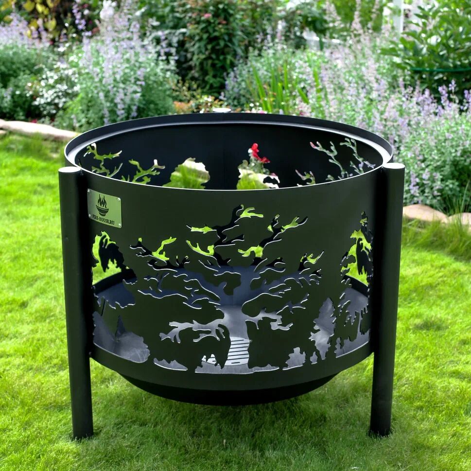 Костровая чаша "Деревья" D800 на трубчатых ножках купить в Санкт-Петербурге