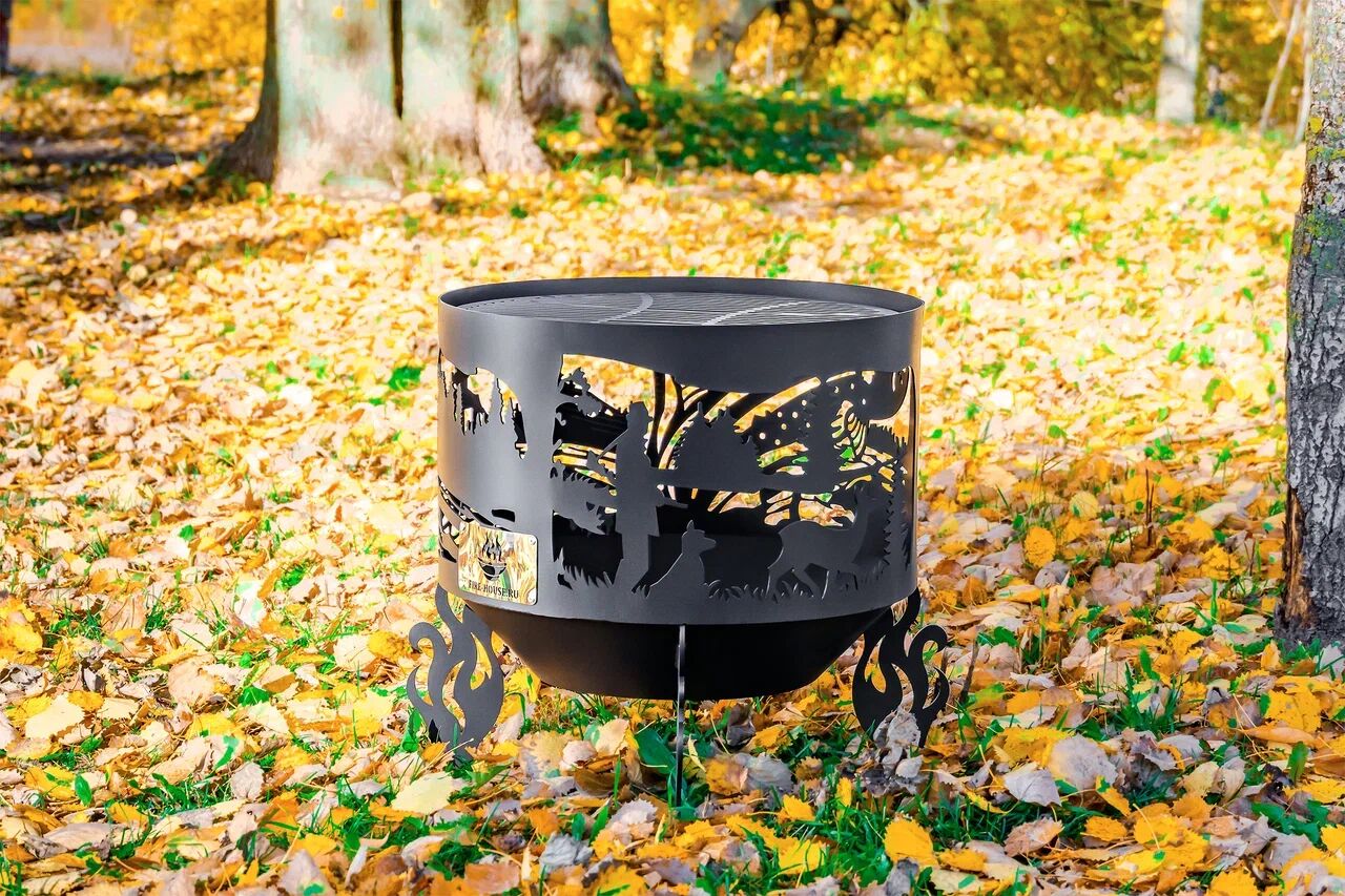 Костровая чаша "Охота и рыбалка" D800 коническое дно купить в Санкт-Петербурге