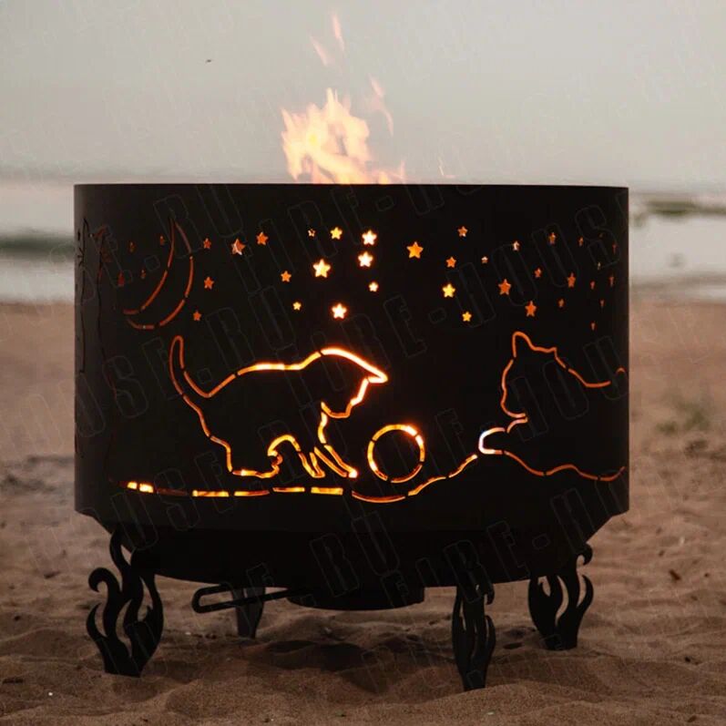 Костровая чаша "Коты и звезды" D800 коническое дно  купить в Санкт-Петербурге