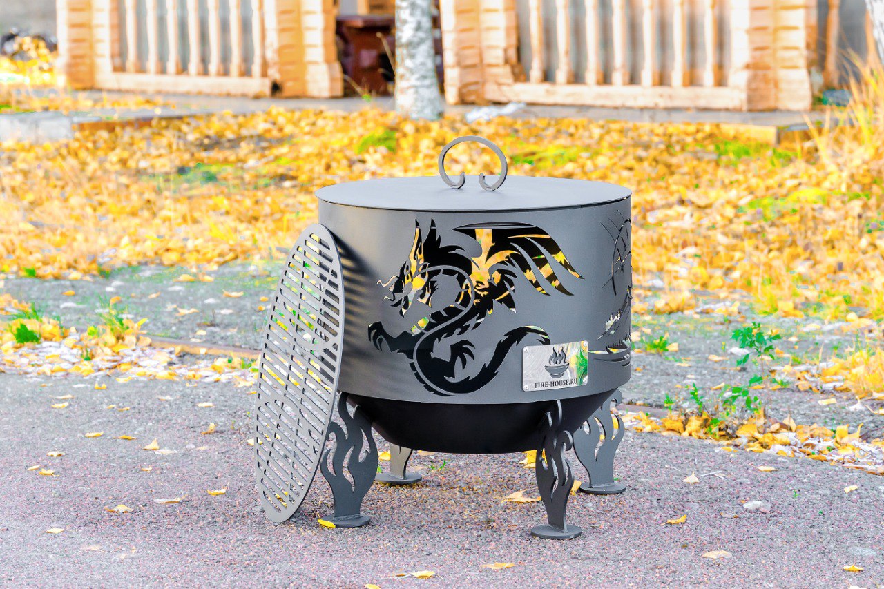 Костровая чаша "Драконы" D500 коническое дно купить в Санкт-Петербурге