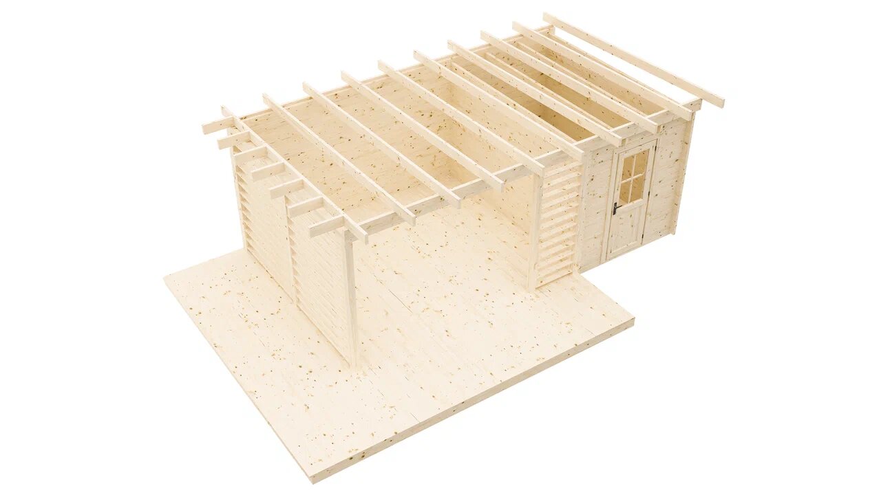 Беседка 18 с хозблоком Стандарт (брус 44 мм) ТН купить в Санкт-Петербурге