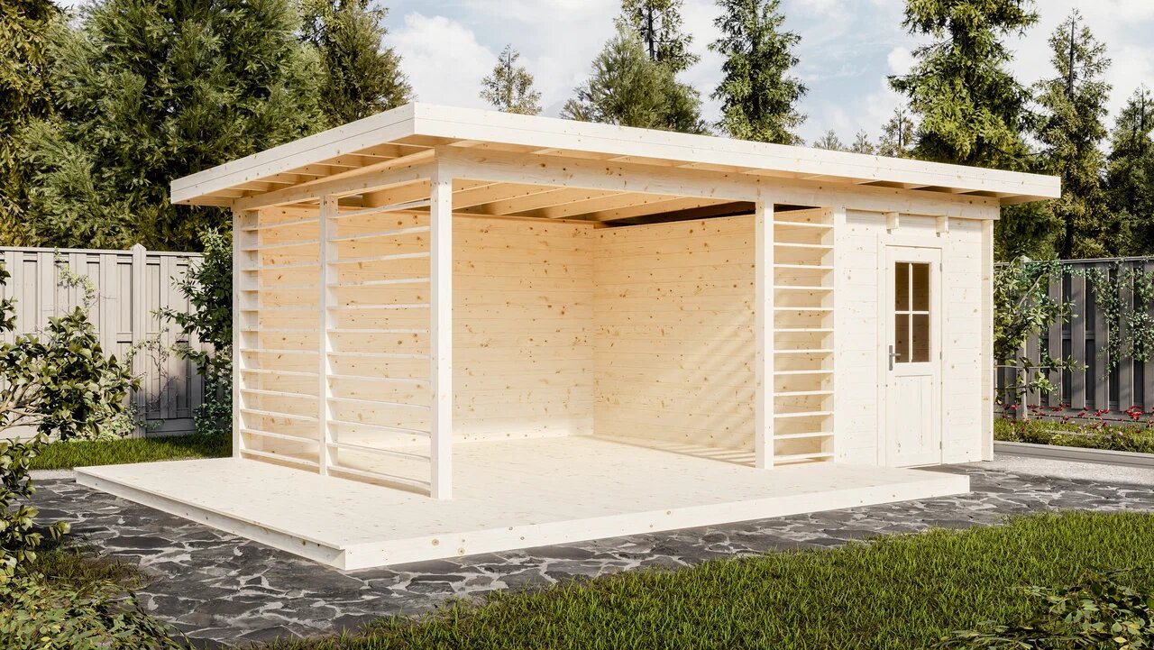 Беседка 18 с хозблоком Комфорт (брус 44 мм) ТН купить в Санкт-Петербурге