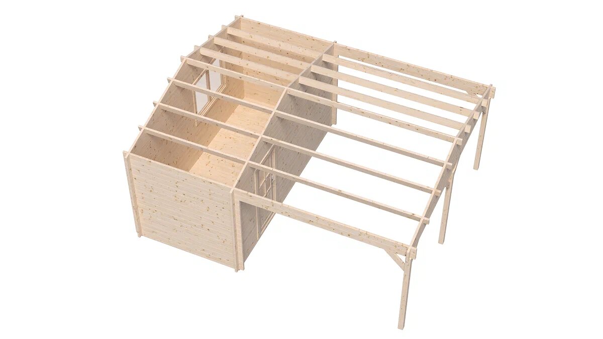 Навес 26 с хозблоком Комфорт (брус 44 мм) ТН купить в Санкт-Петербурге