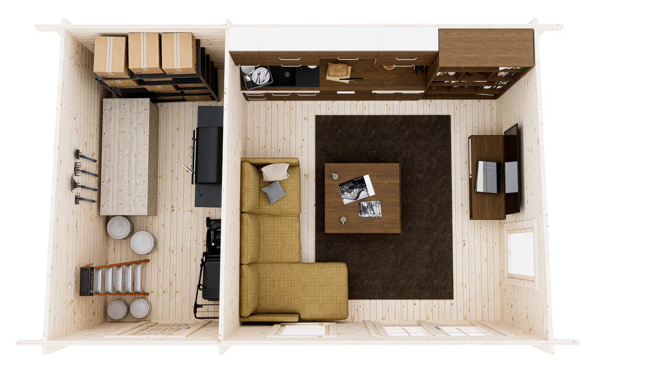 Дом садовый 21 с хозблоком Комфорт (брус 44мм) ТН купить в Санкт-Петербурге