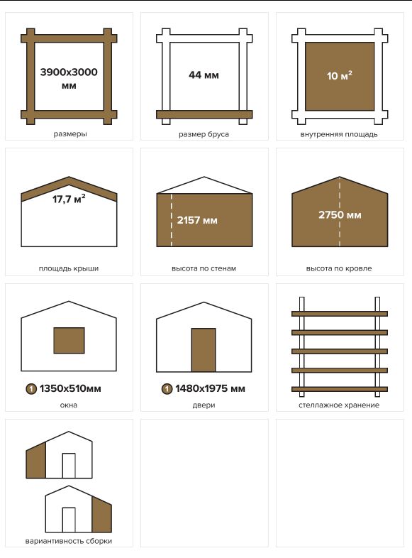 Хозблок 10 Стандарт (брус 44 мм) ТН купить в Санкт-Петербурге