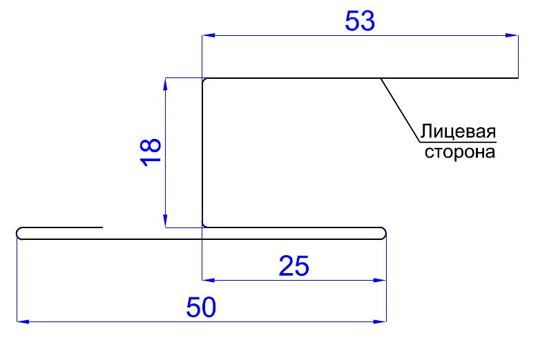 Планка стыковочная универсальная 50х18х2000мм PE 0,45мм купить в Санкт-Петербурге