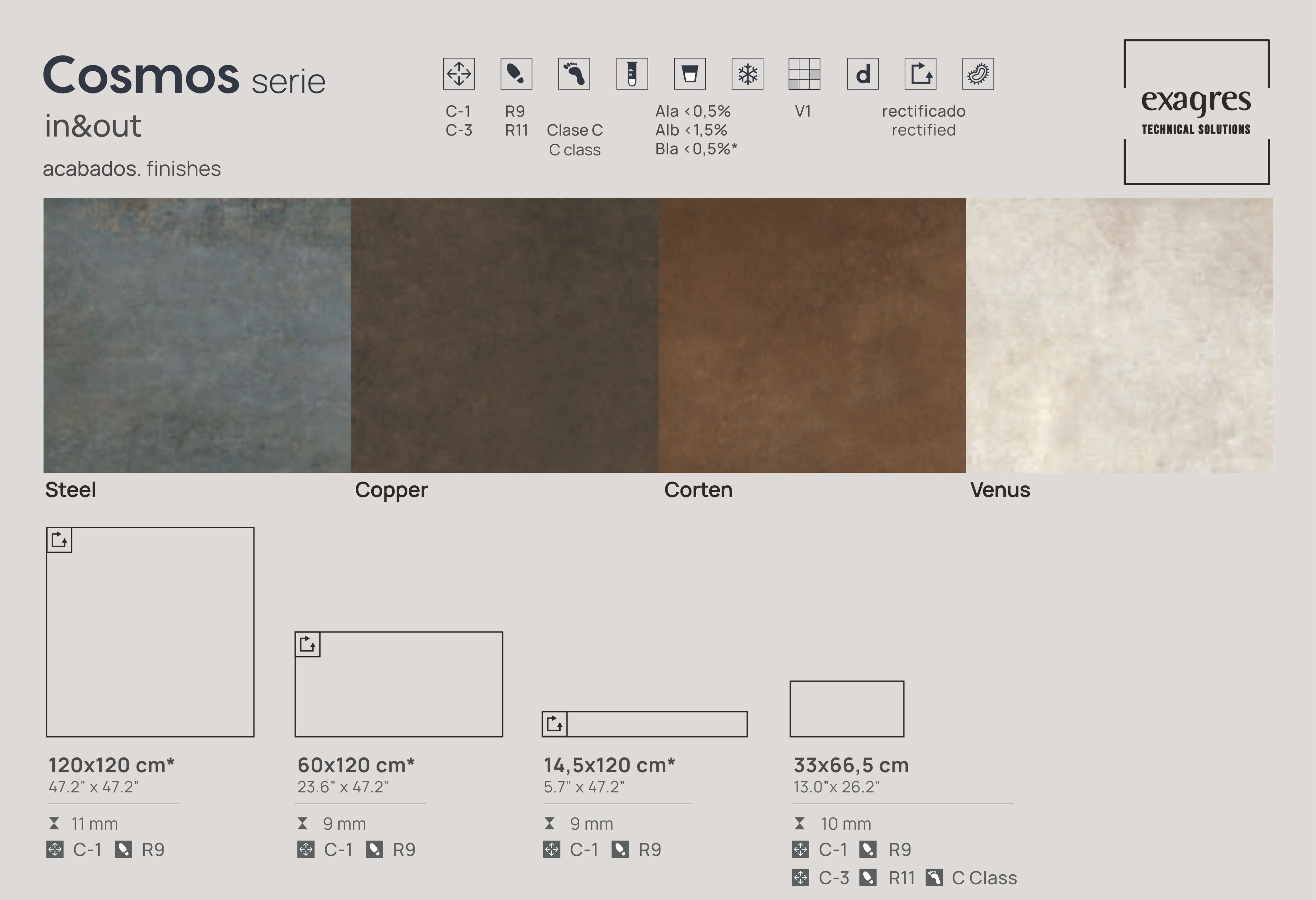 Плитка напольная клинкерная Cosmos Corten С1 60х120х0.92см матовая 2шт/1.44м2/уп Exagres купить в Санкт-Петербурге