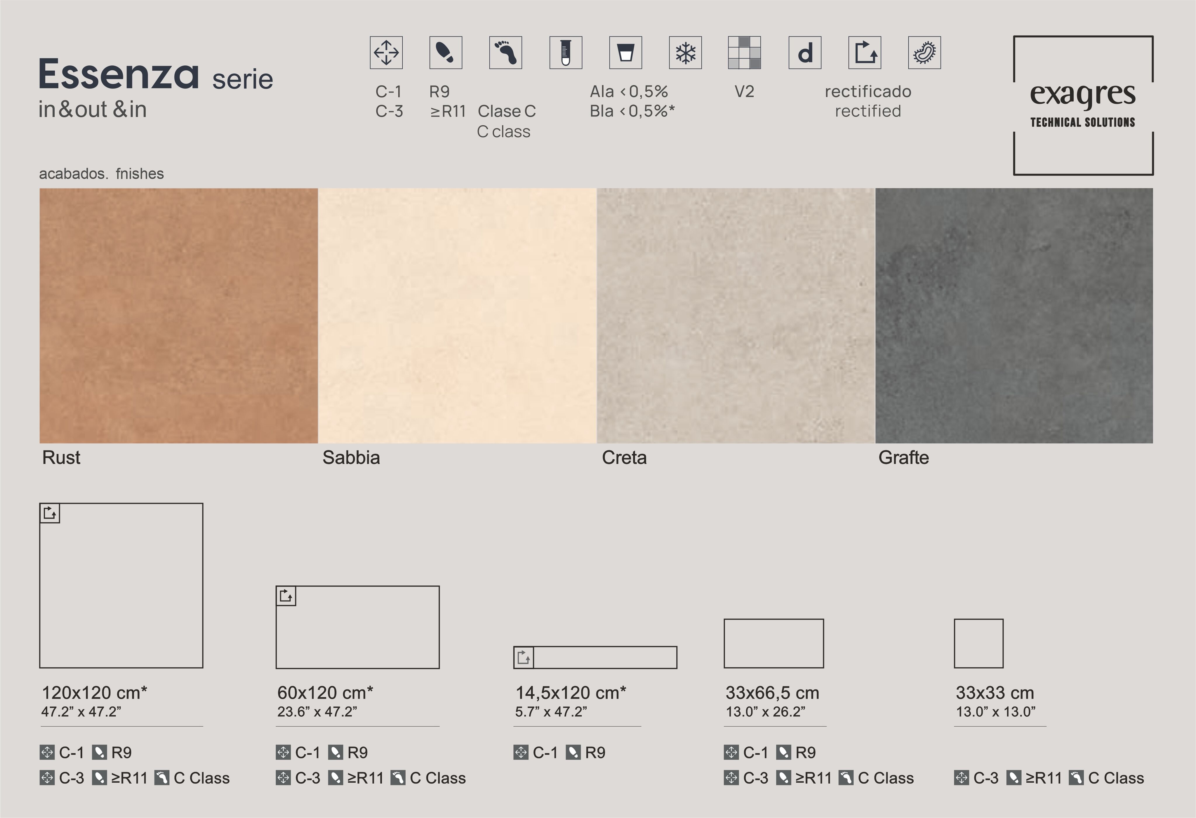 Плитка напольная клинкерная Essenza Grafite С3 33х33х0.8см антислип 9шт/1м2/уп Exagres купить в Санкт-Петербурге