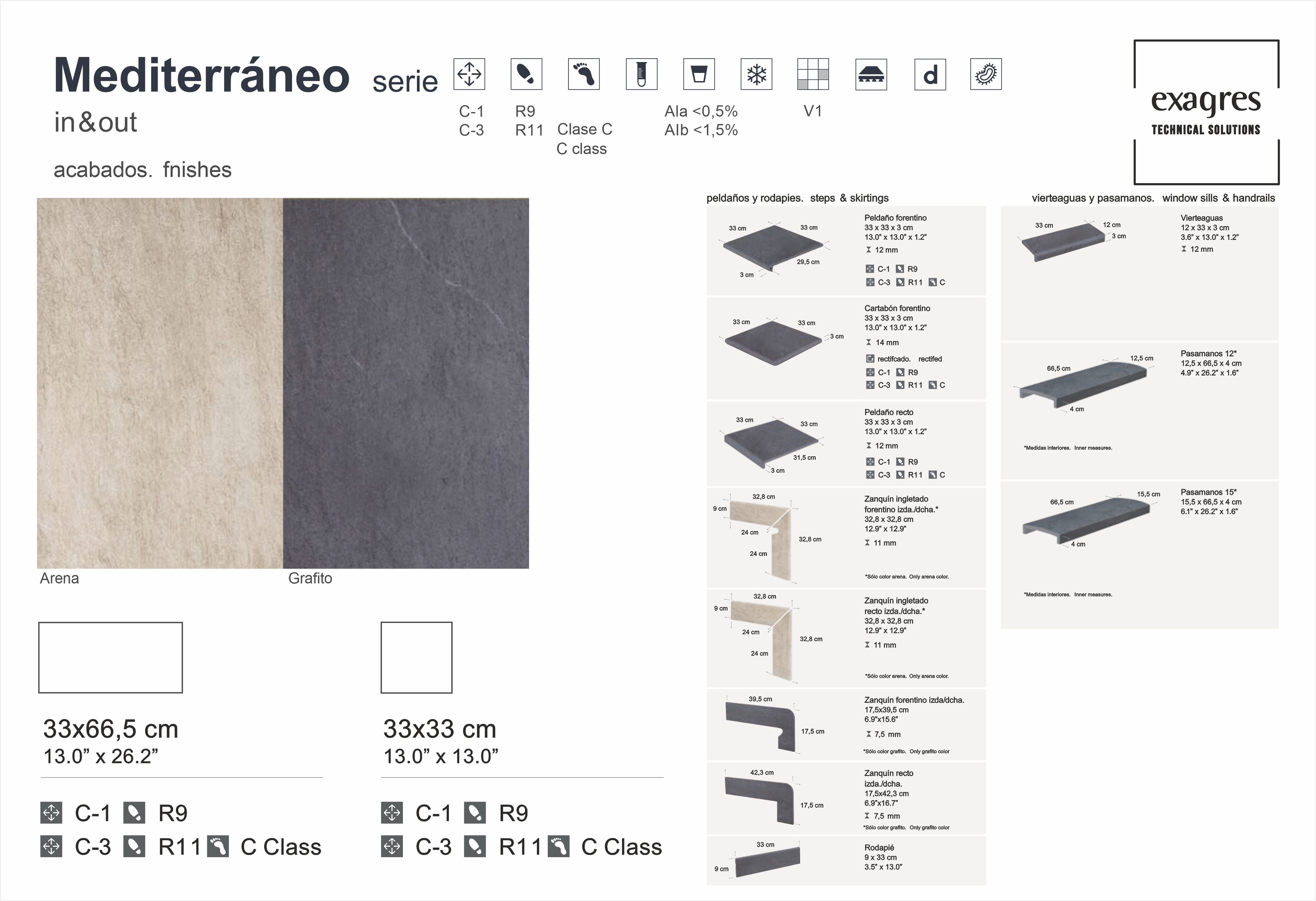 Плитка напольная Mediterraneo Grafito 33х33х1 антислип Exagres купить в Санкт-Петербурге