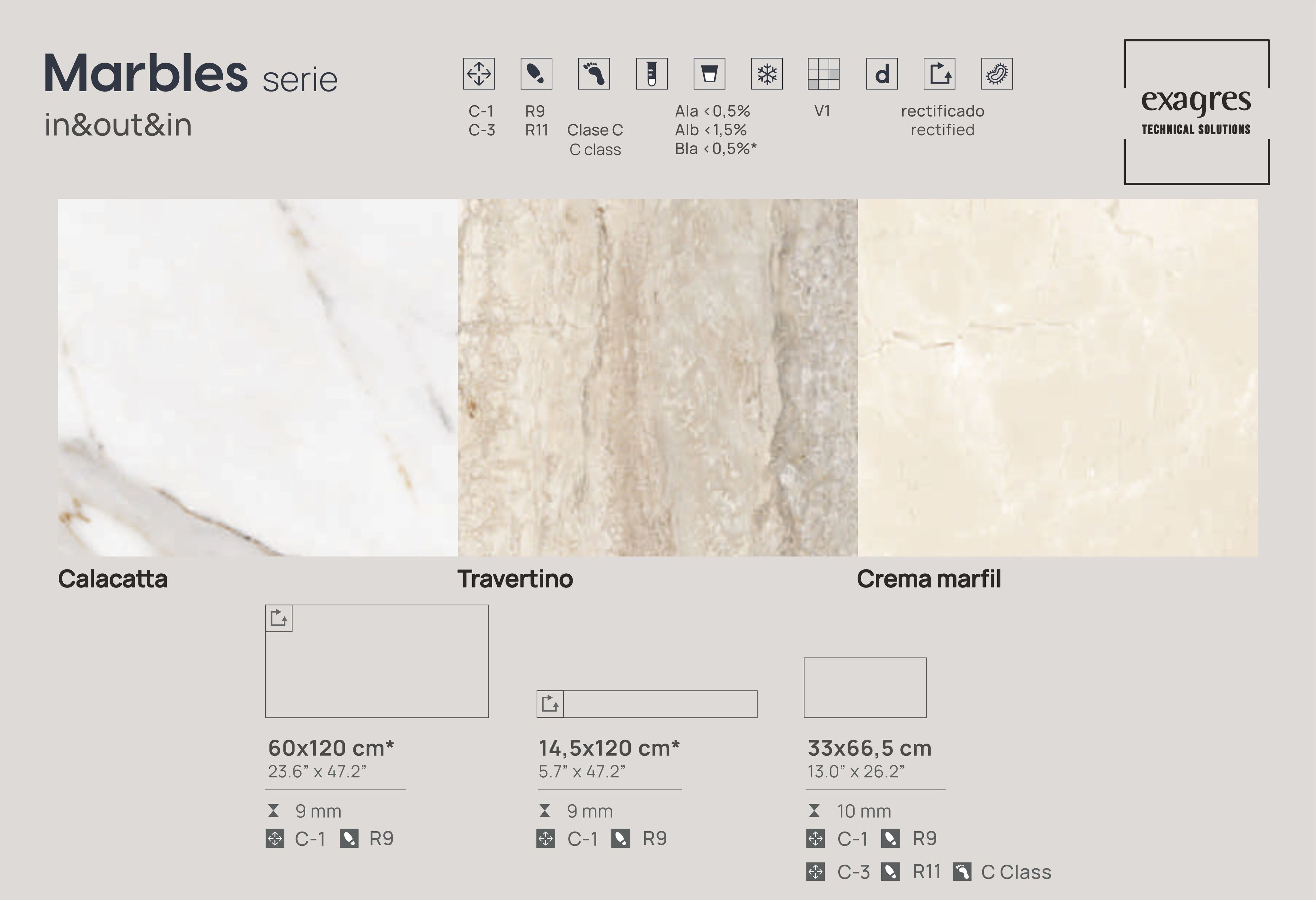 Плитка напольная клинкерная Marbles Travertino С1 60х120х0.92см матовая 2шт/1.44м2/уп Exagres купить в Санкт-Петербурге