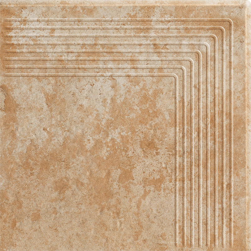 Ступень угловая без капиноса с насечками Ilario ochra структурный 300х300х11 Paradyz купить в Санкт-Петербурге