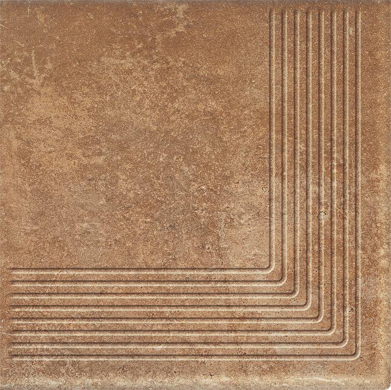 Ступень угловая без капиноса с насечками Scandiano rosso структурный 300х300х11 Paradyz купить в Санкт-Петербурге