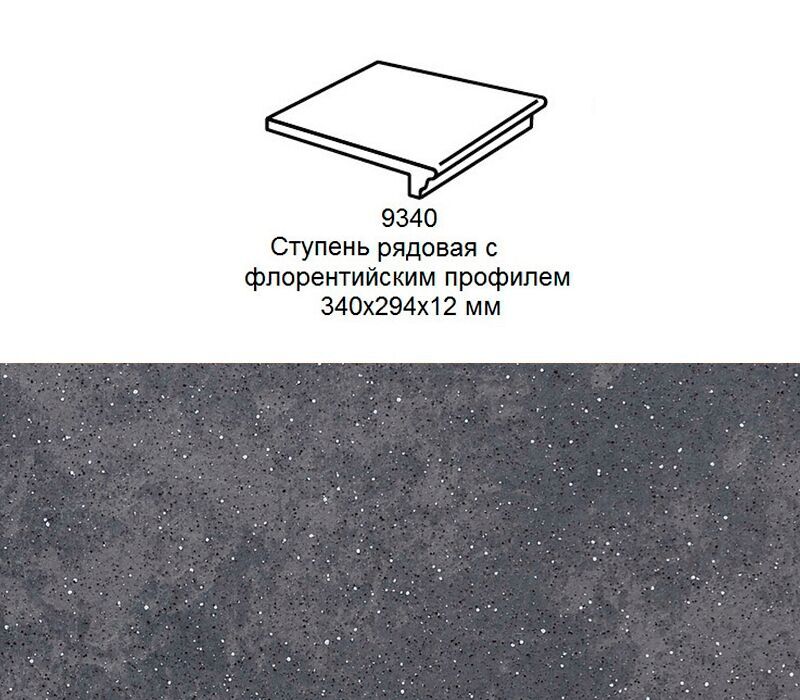 Ступень рядовая Stroher 9340 Keraplatte Roccia флорентинер 845 nero 340x294x12мм 4шт/уп купить в Санкт-Петербурге