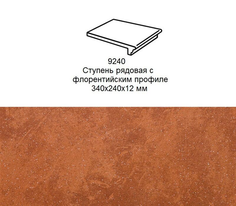 Ступень рядовая Stroher 9240 Keraplatte Roccia флорентинер 841 rosso 340x240x12мм 4шт/уп купить в Санкт-Петербурге