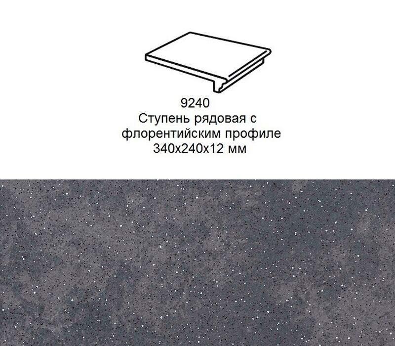 Ступень рядовая Stroher 9240 Keraplatte Roccia флорентинер 845 nero 340x240x12мм 4шт/уп купить в Санкт-Петербурге