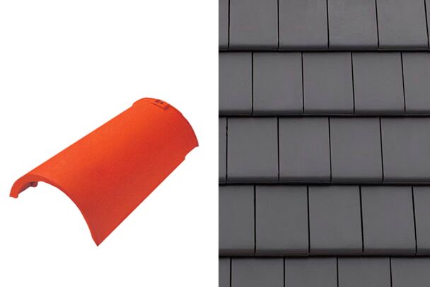 Planoton (Figaro) Коньковая черепица гладкая №6 22,5см (2,7 шт/пм) Антрацит ангоб Tondach купить в Санкт-Петербурге