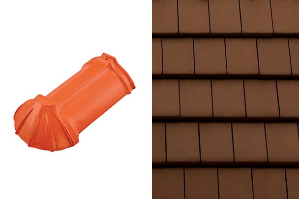 Planoton (Figaro) Начальная хребтовая черепица гладкая 22,5см Коричневый ангоб Tondach купить в Санкт-Петербурге