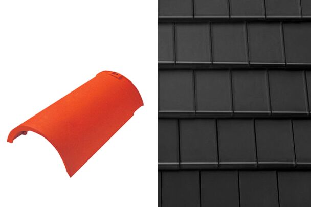 Planoton (Figaro) Коньковая черепица гладкая №6 22,5см (2,7 шт/пм) Глазурь Амадеус Черный Tondach купить в Санкт-Петербурге