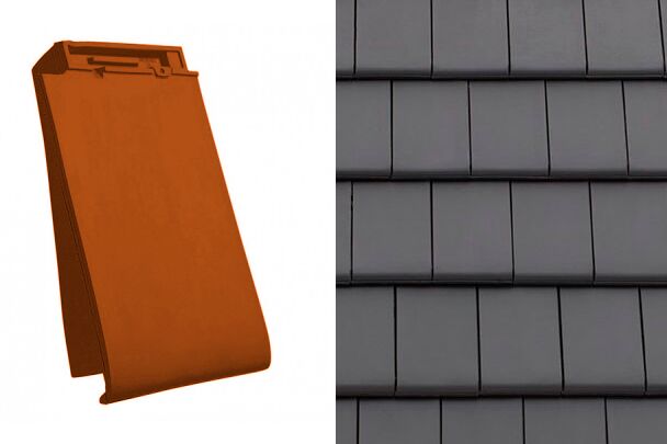 Planoton (Figaro) Боковая левая черепица Антрацит ангоб Tondach купить в Санкт-Петербурге