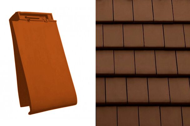 Planoton (Figaro) Боковая левая черепица Коричневый ангоб Tondach купить в Санкт-Петербурге