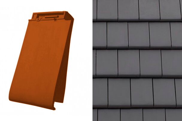 Planoton (Figaro) Боковая правая черепица Антрацит ангоб Tondach купить в Санкт-Петербурге