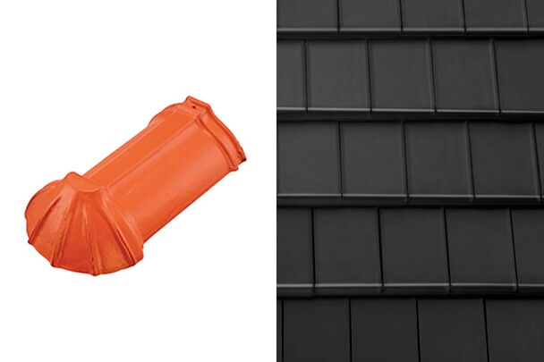 Planoton (Figaro) Начальная хребтовая черепица гладкая 22,5см Глазурь Амадеус Черный Tondach купить в Санкт-Петербурге