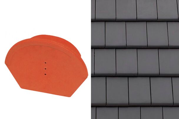 Planoton (Figaro) Универсальная торцевая заглушка гладкого конька №6 Антрацит ангоб Tondach купить в Санкт-Петербурге