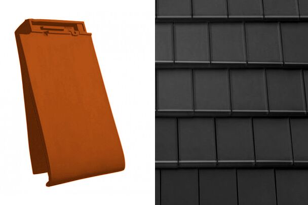 Planoton (Figaro) Боковая левая черепица Глазурь Амадеус Черный Tondach купить в Санкт-Петербурге