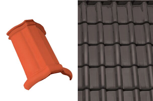 Sensaton (Samba) Коньковая черепица шпунтованная №2 21см (3 шт/пм) Антрацит ангоб Tondach купить в Санкт-Петербурге