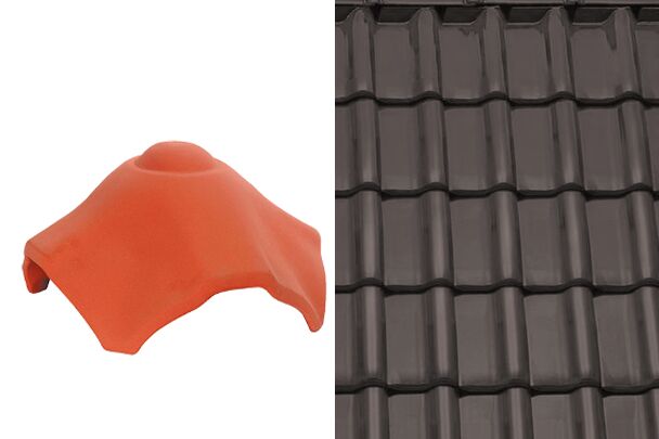 Sensaton (Samba) Вальмовая черепица Х-образная для шпунтованного конька 21см Антрацит ангоб Tondach купить в Санкт-Петербурге