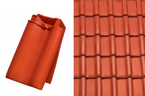 Sensaton (Samba) Боковая правая черепица Красный ангоб Tondach купить в Санкт-Петербурге