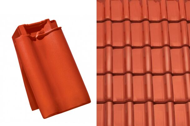 Sensaton (Samba) Боковая левая черепица Красный ангоб Tondach купить в Санкт-Петербурге