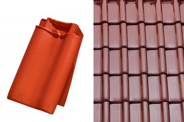 Sensaton (Samba) Боковая правая черепица Глазурь Амадеус вишневый Tondach купить в Санкт-Петербурге