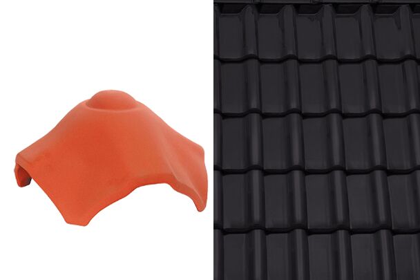 Sensaton (Samba) Вальмовая черепица Х-образная для шпунтованного конька 21см Графен ангоб Tondach купить в Санкт-Петербурге