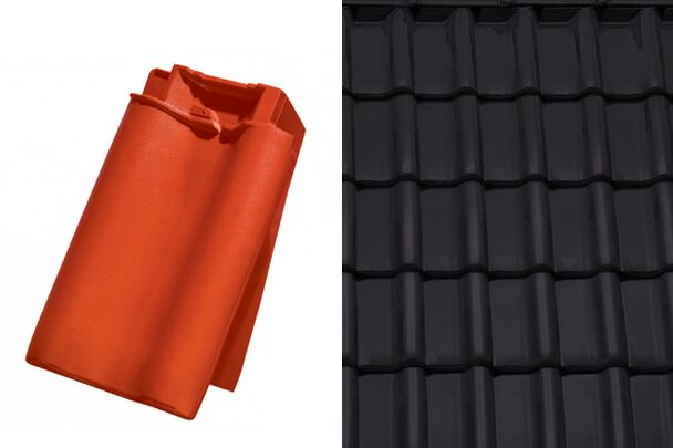 Sensaton (Samba) Боковая правая черепица Графен ангоб Tondach купить в Санкт-Петербурге