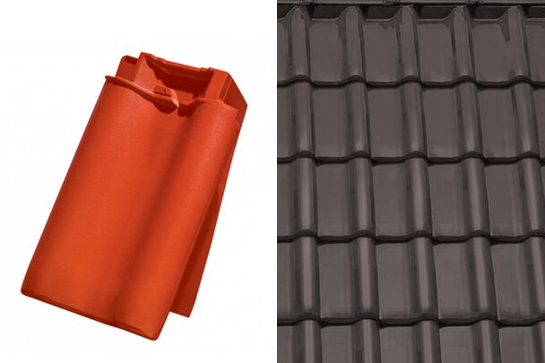 Sensaton (Samba) Боковая правая черепица Антрацит ангоб Tondach купить в Санкт-Петербурге