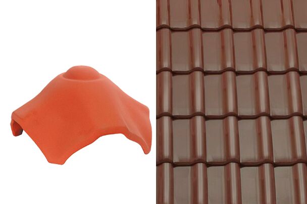 Sensaton (Samba) Вальмовая черепица Х-образная для шпунтованного конька 21см Коричневый ангоб Tondach купить в Санкт-Петербурге