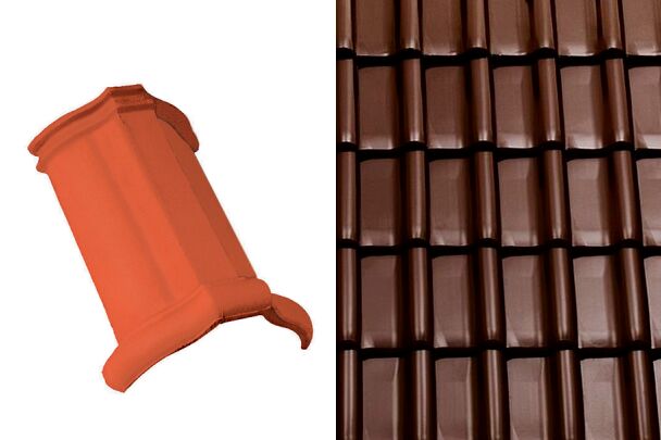 Sensaton (Samba) Коньковая черепица шпунтованная №2 21см (3 шт/пм) Глазурь Амадеус Коричневый Tondach купить в Санкт-Петербурге